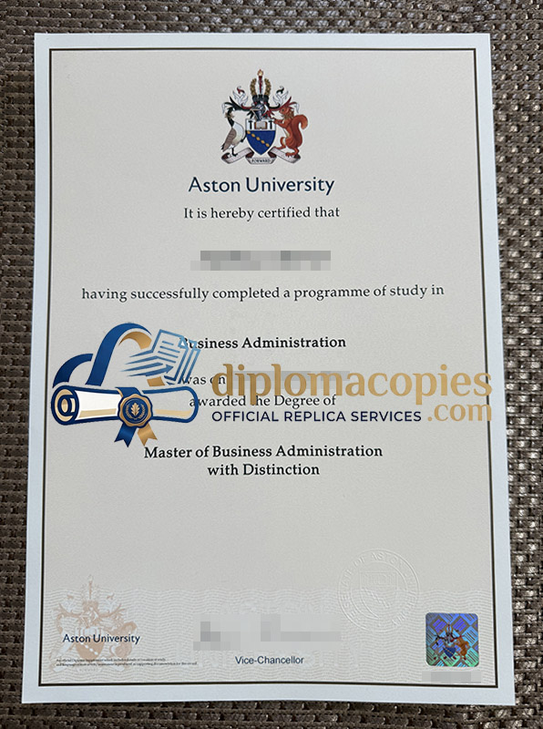 Aston University certificate