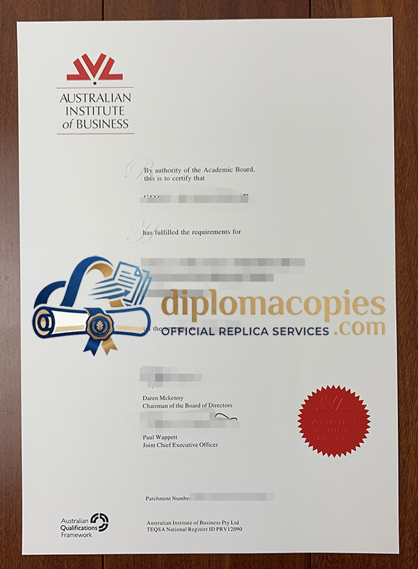 Australian Institute of Business certificate