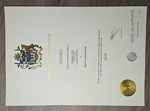 Coventry University certificate