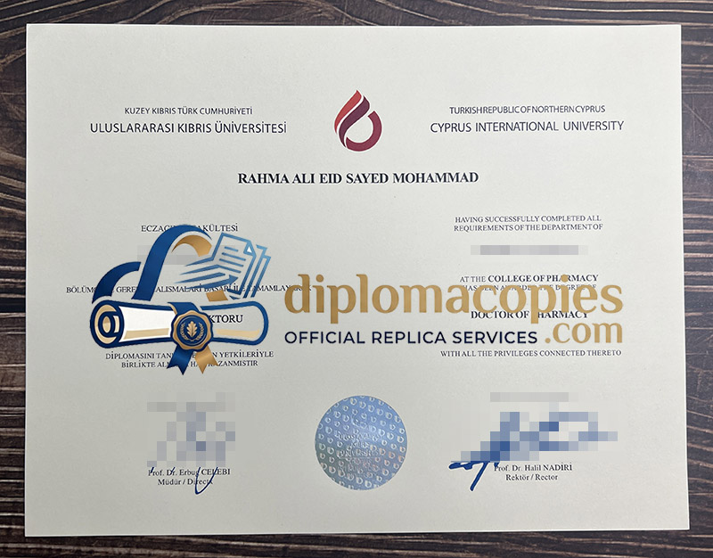 Cyprus International University certificate
