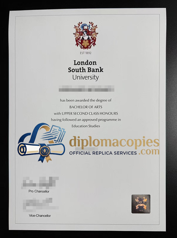 London South Bank University certificate