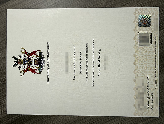 University of Hertfordshire certificate