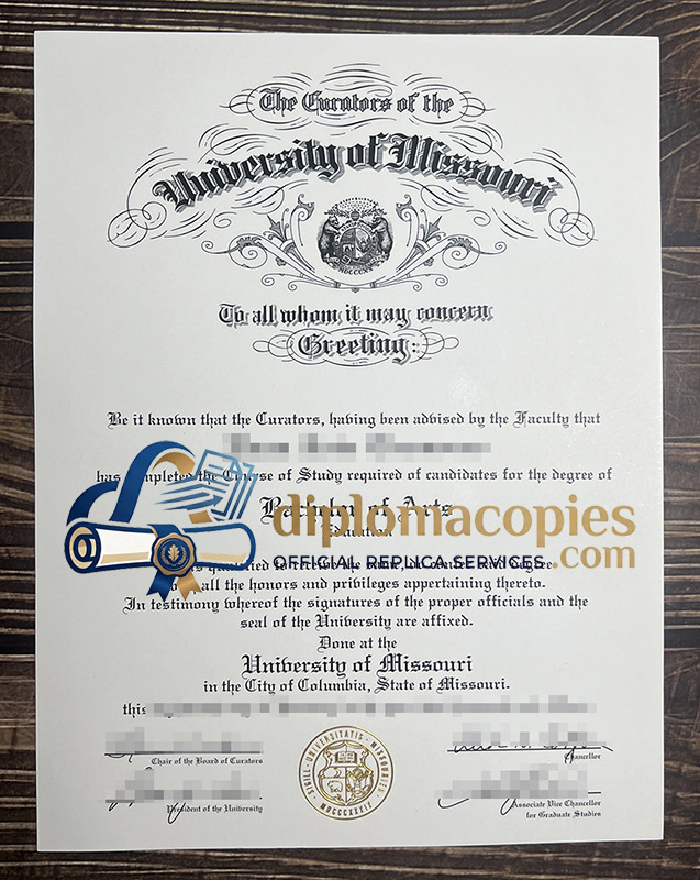 University of Missouri certificate