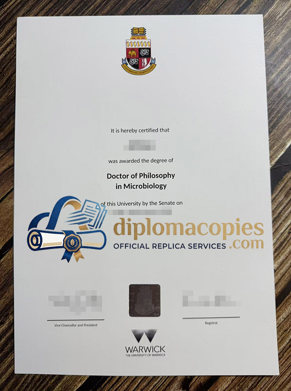 University of Warwick certificate