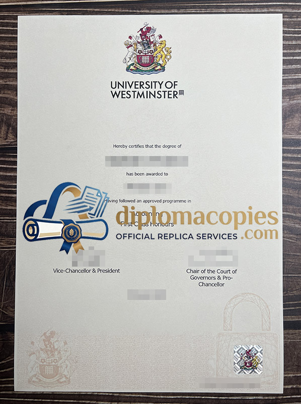 University of Westminster certificate