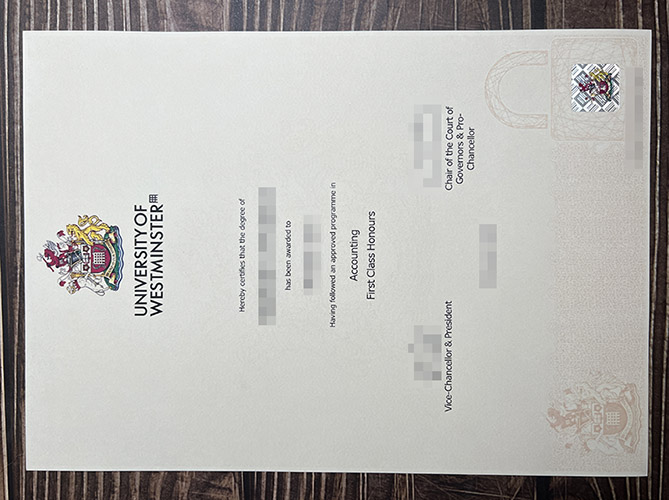 University of Westminster certificate