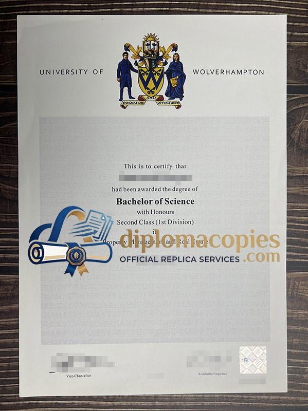 University of Wolverhampton certificate